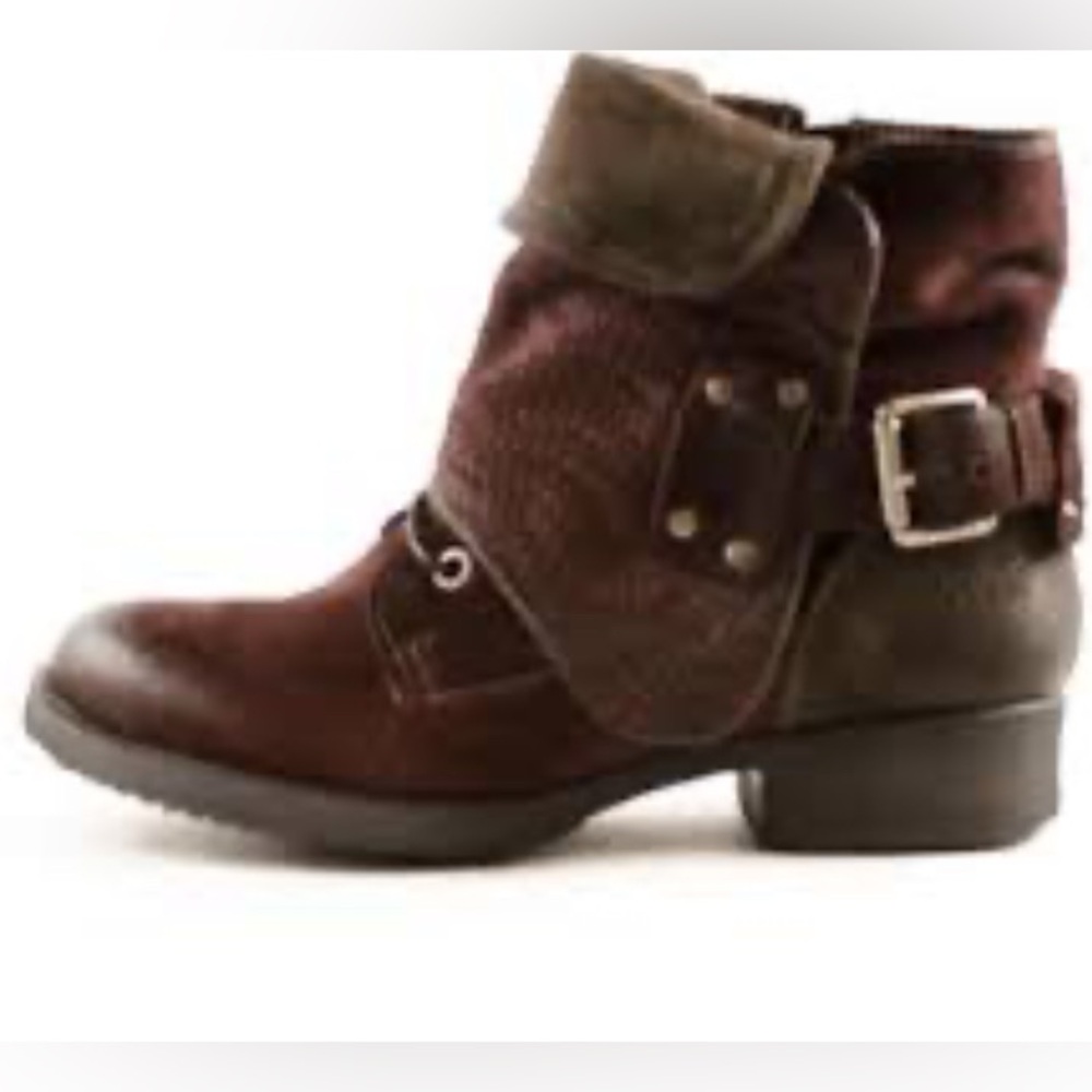 Chocolate Suede Miz Mooz NY Sz 38 Warm Lined Leather Ankle Boots Lace Zip Buckle